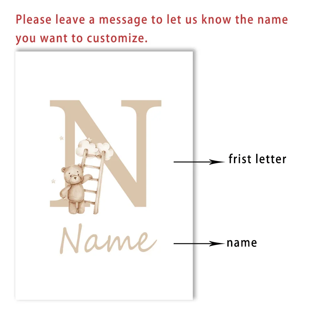 Cute Rabbit Bear Poster Custom Name Wall Art Canvas Painting Sun Rainbow Nursery Print Nordic Wall Pictures Baby Kids Room Decor
Cute Rabbit Bear Poster Custom Name Wall Art Canvas Painting Sun Rainbow Nursery Print Nordic Wall Pictures Baby Kids Room Decor