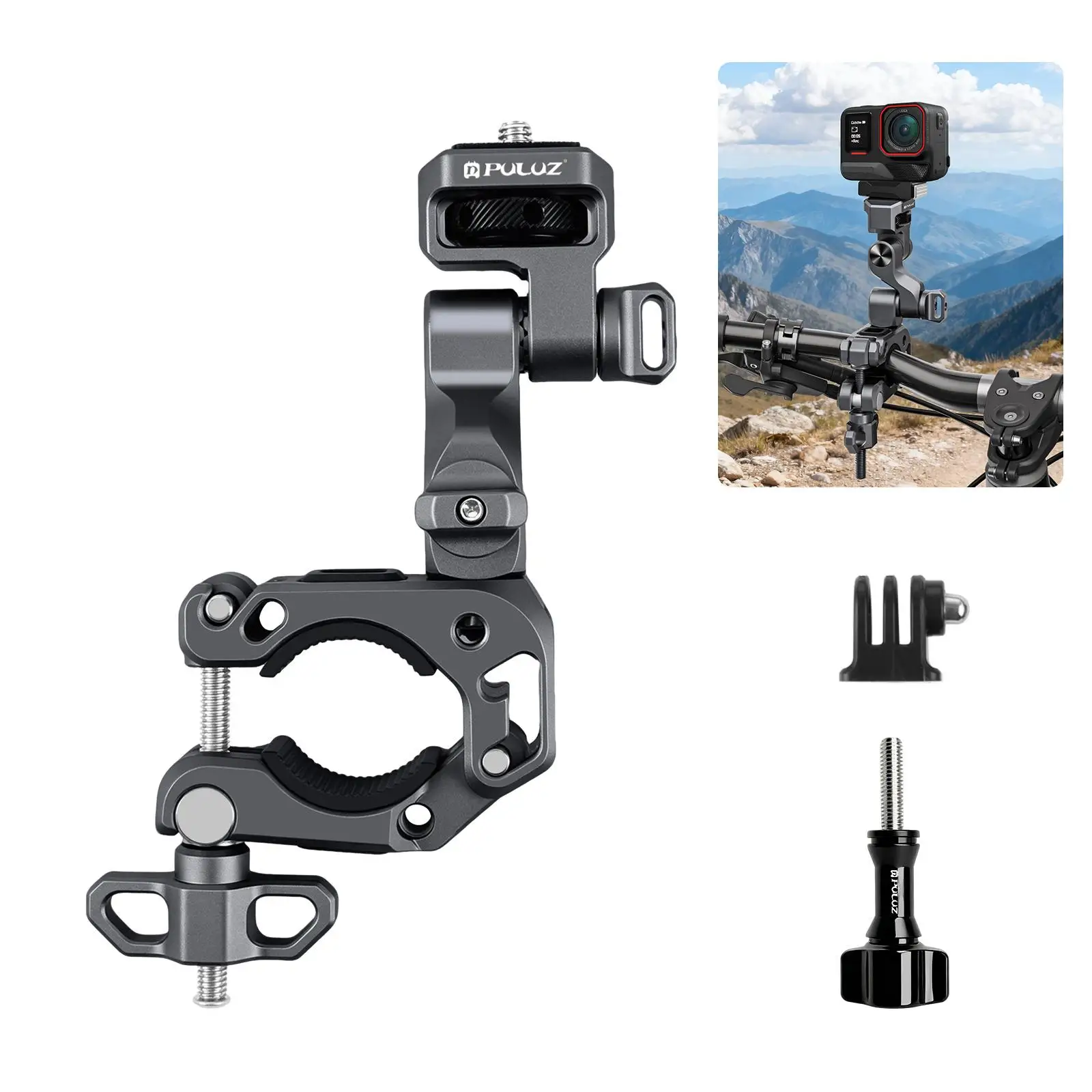 PULUZ Shake-Free Stable Bicycle Handlebar Mount 3-Way Gimbal Rotatable Camera Bracket For DJI Osmo Action 6, For Insta360 X5
PULUZ Shake-Free Stable Bicycle Handlebar Mount 3-Way Gimbal Rotatable Camera Bracket For DJI Osmo Action 6, For Insta360 X5
