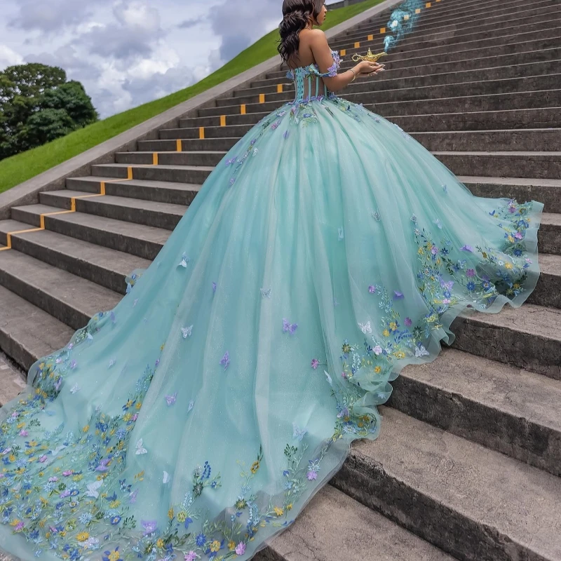 Mint Green Shiny Quinceanera Dresses Off The Shoulder Applique Lace Beads Bow Tull Corset Party Birthday Sweet 16 Dress Vestidos
Mint Green Shiny Quinceanera Dresses Off The Shoulder Applique Lace Beads Bow Tull Corset Party Birthday Sweet 16 Dress Vestidos