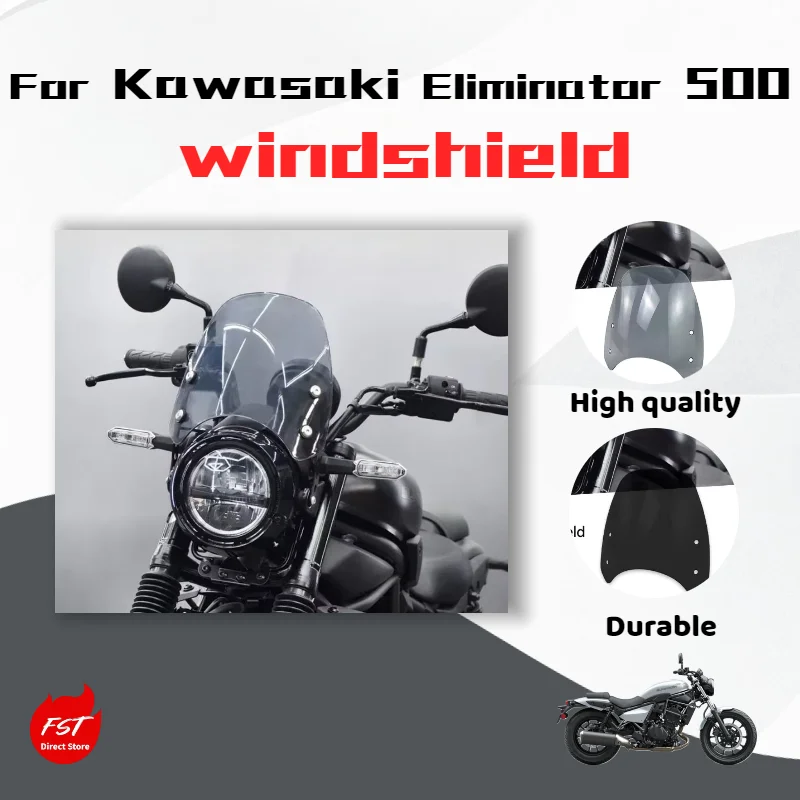 For Kawasaki Eliminator 500, modified headlight cover, transparent small windshield, retro front windshield accessory.
For Kawasaki Eliminator 500, modified headlight cover, transparent small windshield, retro front windshield accessory.