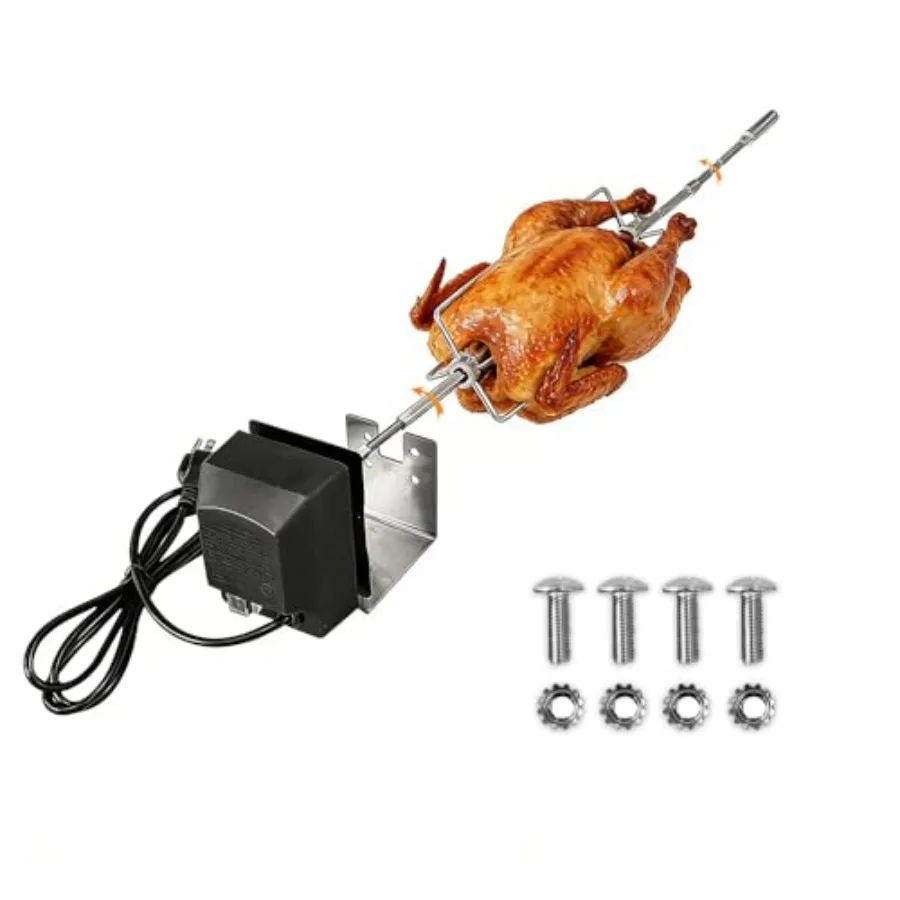 BBQ grill rotisserie kit for gas grills: stainless steel black includes 4-prong forks and adjustable square spit rods 110V-120V
BBQ grill rotisserie kit for gas grills: stainless steel black includes 4-prong forks and adjustable square spit rods 110V-120V