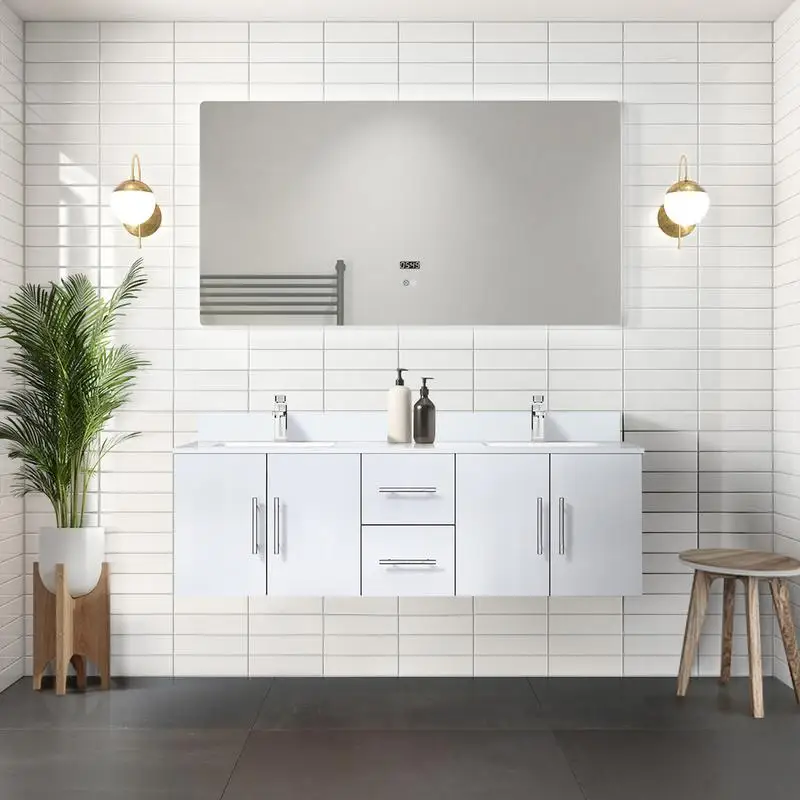 60in Double Bath Vanity, Glossy White Finish, 22in Depth, White Quartz Top, Faucet Included
60in Double Bath Vanity, Glossy White Finish, 22in Depth, White Quartz Top, Faucet Included