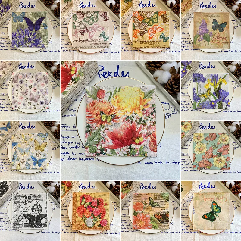20/8Pcs Mix Vintage Butterfly Flower Decoupage Paper Napkins Paper Tissues for Party Tableware Wedding Festival Xmas Supplies
20/8Pcs Mix Vintage Butterfly Flower Decoupage Paper Napkins Paper Tissues for Party Tableware Wedding Festival Xmas Supplies