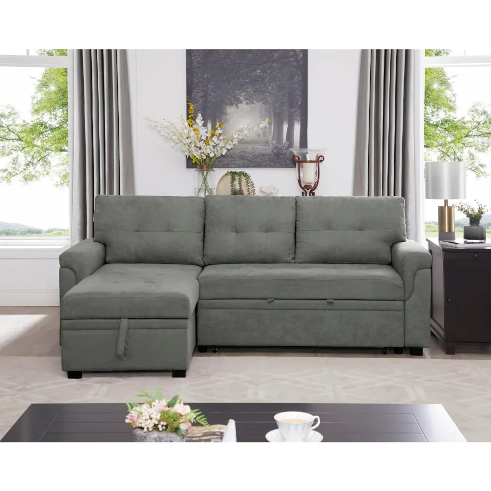 Couch with Storage, Sectional Sofa Bed, L-Shaped Reversible Sleeper Sofa with Storage, Gray, Velvet, Sofas
Couch with Storage, Sectional Sofa Bed, L-Shaped Reversible Sleeper Sofa with Storage, Gray, Velvet, Sofas