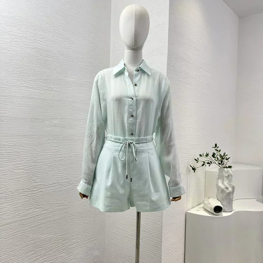 New Collection Women Solid Classic Navy Blue Long Sleeve High Quality Ramie Blouse Tops and Linen Shorts Set
New Collection Women Solid Classic Navy Blue Long Sleeve High Quality Ramie Blouse Tops and Linen Shorts Set