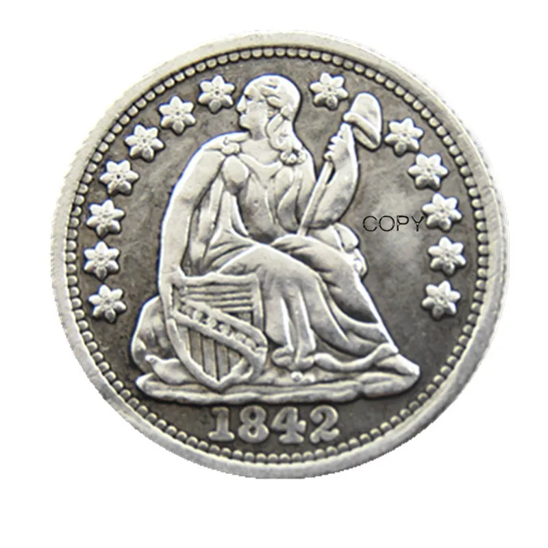 США, 1842P/O, свобода, сидя, половина центы, звезды на обратной стороне, копия монет
США, 1842P/O, свобода, сидя, половина центы, звезды на обратной стороне, копия монет