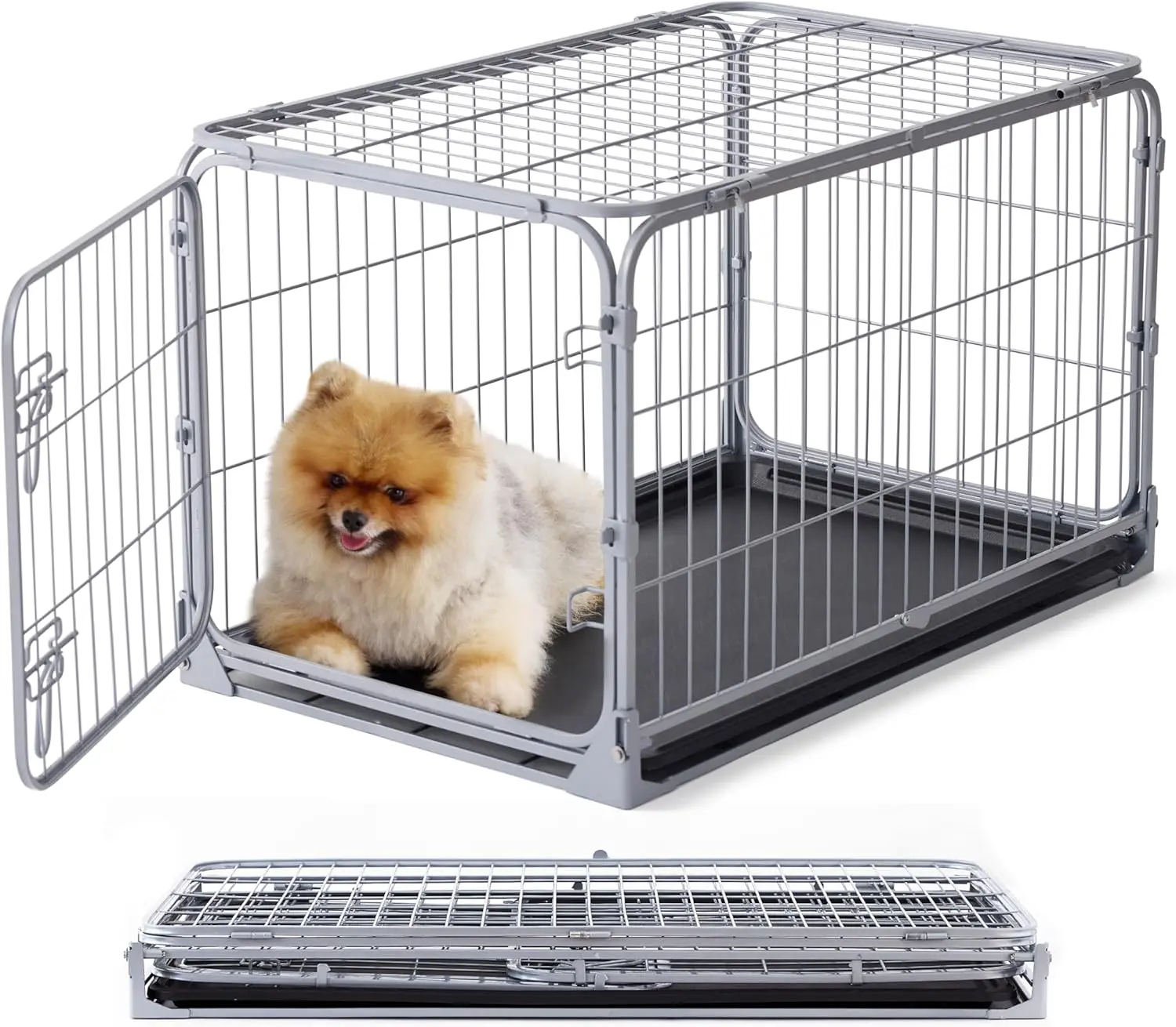 Collapsible Dog Crate for Small Dogs - 30 inch Escape Proof Metal Kennel with Double Door, Easy Assembly, Foldable, Removable Tray, Indoor Outdoor Use, Silver Gray
Collapsible Dog Crate for Small Dogs - 30 inch Escape Proof Metal Kennel with Double Door, Easy Assembly, Foldable, Removable Tray, Indoor Outdoor Use, Silver Gray