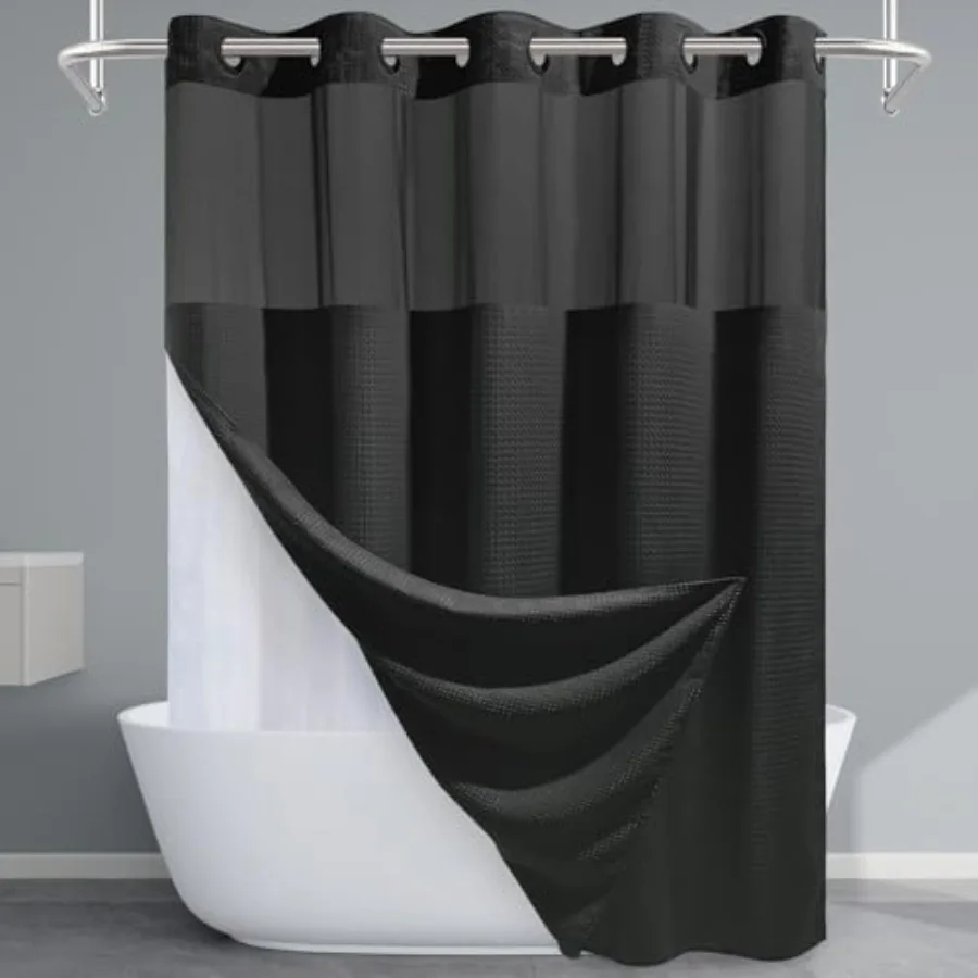 Black Shower Curtain with Liner - 230GSM Waffle Textured Heavy Duty Shower Curtains for Bathroom, 71W x 74H
Black Shower Curtain with Liner - 230GSM Waffle Textured Heavy Duty Shower Curtains for Bathroom, 71W x 74H