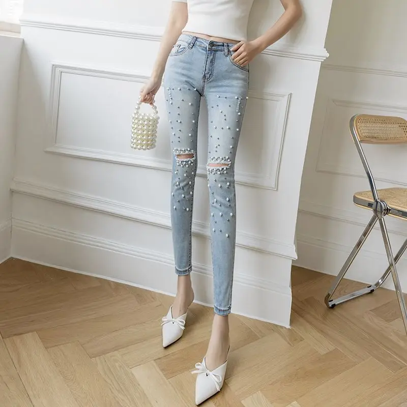 2026 New Spring Women's Beaded Jeans Ripped Skinny Denim Pants Ankle Length Slim Fit Casual Trouser
2026 New Spring Women's Beaded Jeans Ripped Skinny Denim Pants Ankle Length Slim Fit Casual Trouser