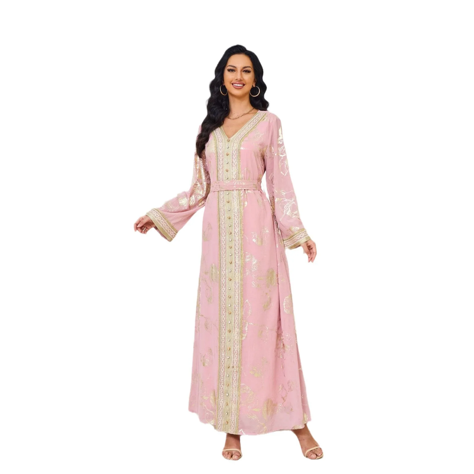 2025 New Pink Gold Party Robe for Middle Eastern Muslim Women European American Cross-Border Trade Autumn Abaya Fashion Dress
2025 New Pink Gold Party Robe for Middle Eastern Muslim Women European American Cross-Border Trade Autumn Abaya Fashion Dress