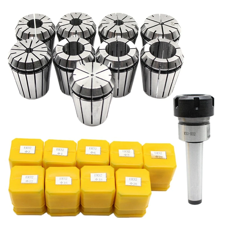 MT3 ER32 Collet Chuck Morse Taper Holder Milling Chuck M12 + 9Pcs Collets Promotion
MT3 ER32 Collet Chuck Morse Taper Holder Milling Chuck M12 + 9Pcs Collets Promotion