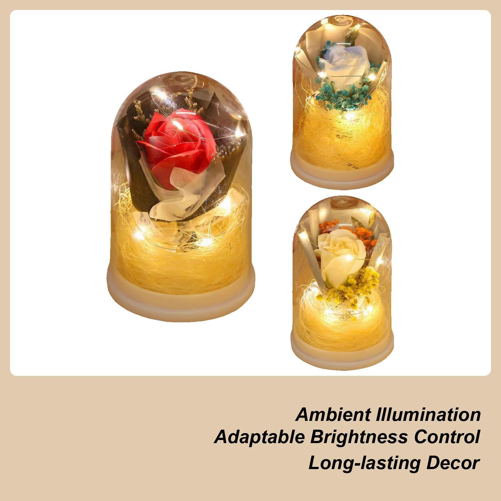 Preserved Flower Eternal Rose Bouquet in Glass Dome Infinity Flower with Light for Mom Women Grandma Wife Daughter Her Valentine
Preserved Flower Eternal Rose Bouquet in Glass Dome Infinity Flower with Light for Mom Women Grandma Wife Daughter Her Valentine