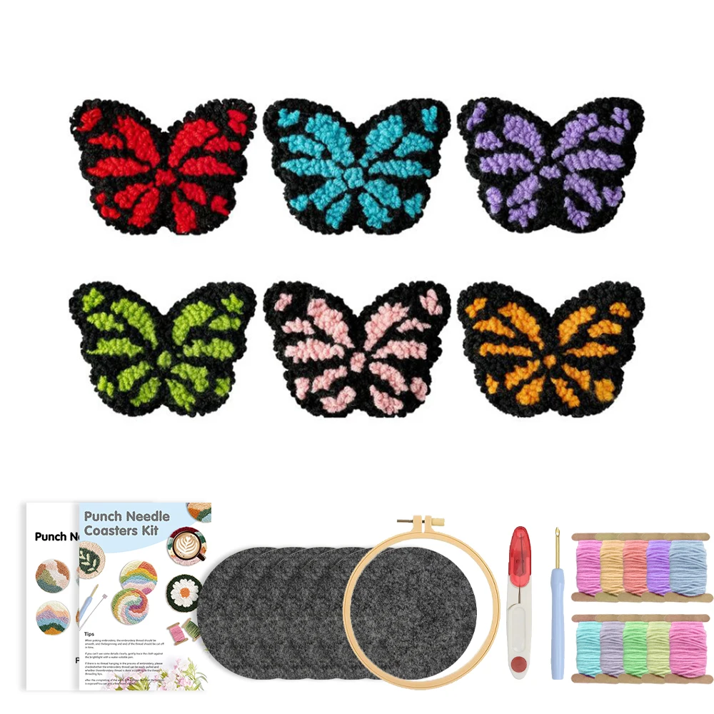 DIY Punch Needle Coasters Kit 6pcs Butterfly Animal Pattern Handmade Embroidery Set Unique Art Gift
DIY Punch Needle Coasters Kit 6pcs Butterfly Animal Pattern Handmade Embroidery Set Unique Art Gift