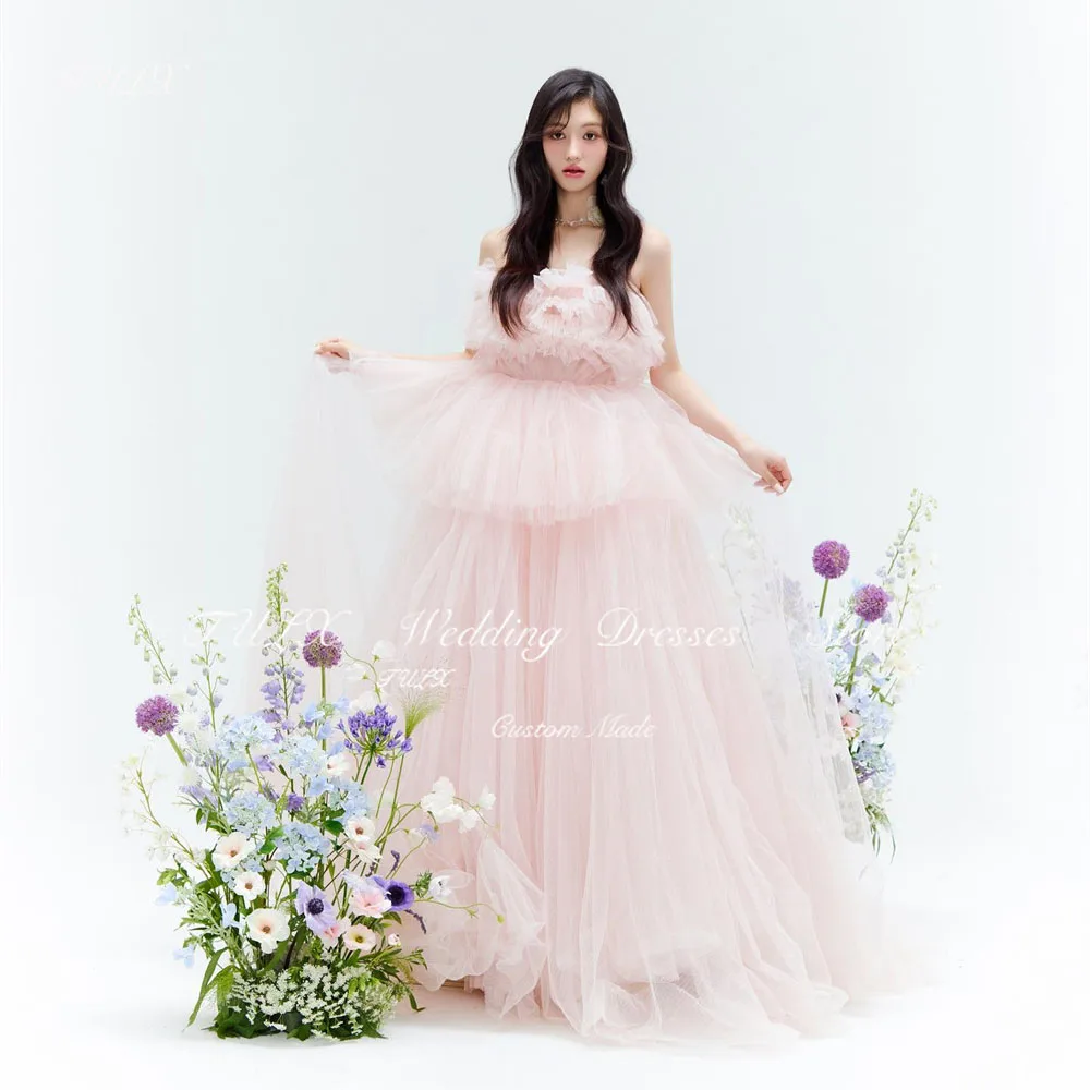 TULX Fairy Pink Strapless Evening Dress Korea Tulle Wedding Photo Shoot Dresses Long Tiered Pleat Party Corset Dress Event Gown
TULX Fairy Pink Strapless Evening Dress Korea Tulle Wedding Photo Shoot Dresses Long Tiered Pleat Party Corset Dress Event Gown