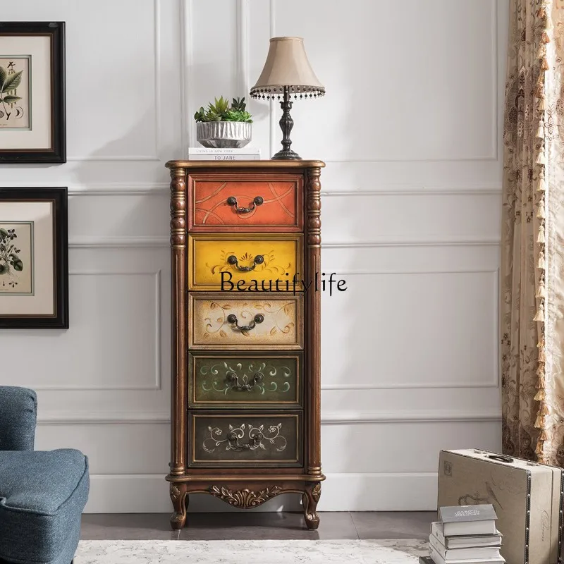 American-style European-style villa solid wood painted porch small drawer chest small apartment
American-style European-style villa solid wood painted porch small drawer chest small apartment