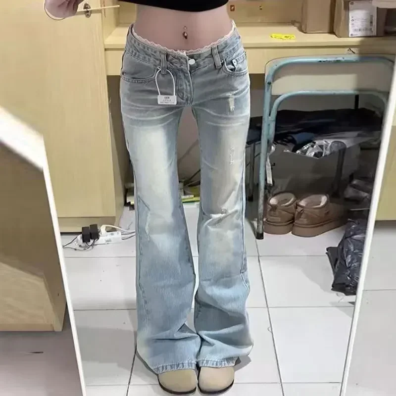 Pop Light Wash Bell Bottom Jeans Women Plus Size Lace Low Waist Floor Length Slimming Design Horse Hoof Long Pants
Pop Light Wash Bell Bottom Jeans Women Plus Size Lace Low Waist Floor Length Slimming Design Horse Hoof Long Pants