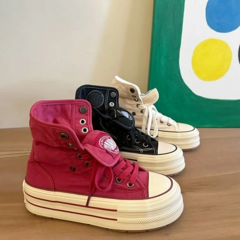 2026 New Women's 2-Way Wear High Top Canvas Sneakers Foldover Cuff Casual Platform Versatile Student White Shoes Breathable Lace
2026 New Women's 2-Way Wear High Top Canvas Sneakers Foldover Cuff Casual Platform Versatile Student White Shoes Breathable Lace