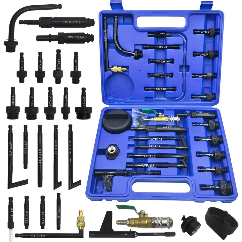 Automatic Transmission Fluid Filling Adapter Compatible with VW Audi CVT DSG BMW Benz 722.9, 26PCS ATF Oil Filler Adaptor Kit
Automatic Transmission Fluid Filling Adapter Compatible with VW Audi CVT DSG BMW Benz 722.9, 26PCS ATF Oil Filler Adaptor Kit
