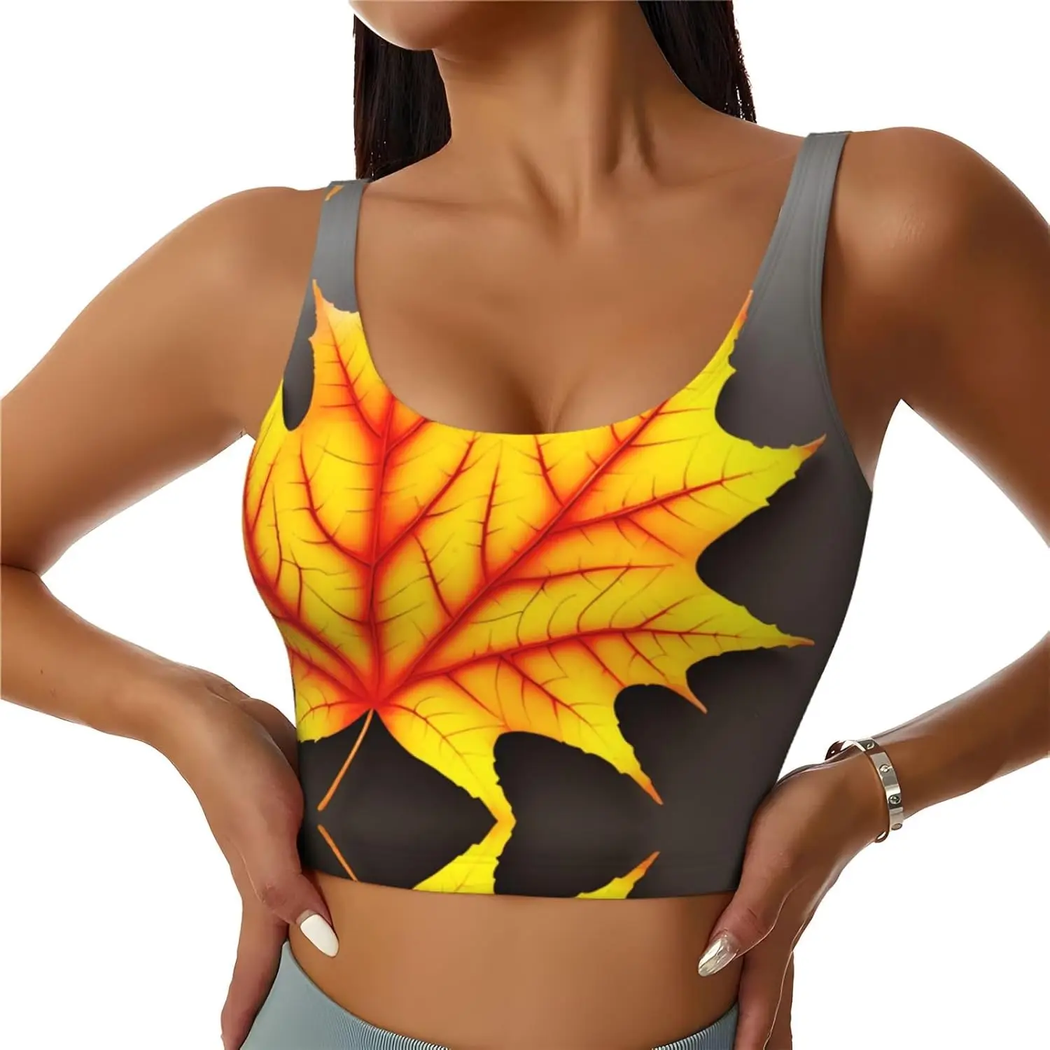 Fall Maple Leaf Printing Women's Sports Vest for Yoga Workout Fitness - Casual Sleeveless for Athletic Girls, Black, Large
Fall Maple Leaf Printing Women's Sports Vest for Yoga Workout Fitness - Casual Sleeveless for Athletic Girls, Black, Large