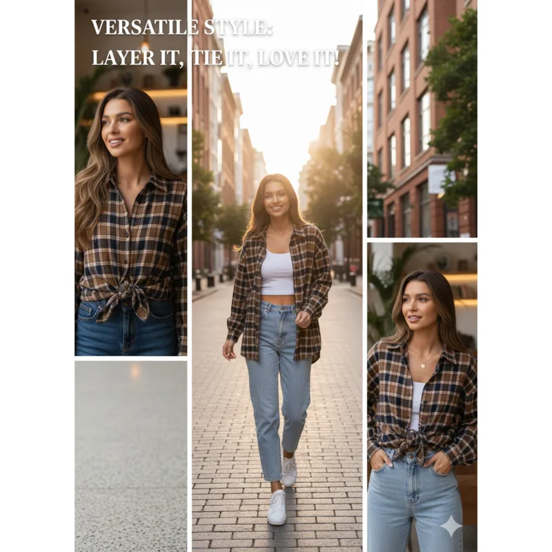 Women’s Casual Loose Fit Plaid Shirt Autumn Winter Long Sleeve Checkered Shirt Top Fashionable Oversized Women’s Plaid Shirts
Women’s Casual Loose Fit Plaid Shirt Autumn Winter Long Sleeve Checkered Shirt Top Fashionable Oversized Women’s Plaid Shirts