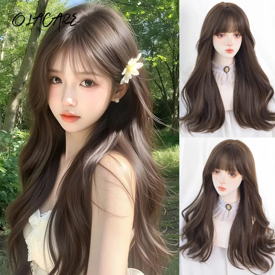 OLACARE Popular Cool Brown Ash Long Deep Wave Hair Lolita Wigs With Bangs Synthetic Wig For Women Fashion Thick Curls Wigs Girl
OLACARE Popular Cool Brown Ash Long Deep Wave Hair Lolita Wigs With Bangs Synthetic Wig For Women Fashion Thick Curls Wigs Girl