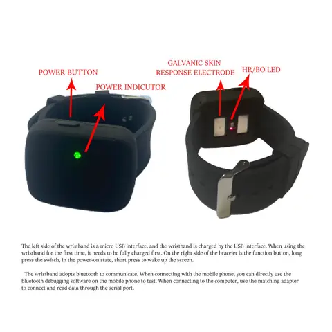 GSR Skin Electrical Sensor Heart Rate Blood Oxygen Detection Module Wrist Conductivity 3 Axis Acceleration Gyroscope Bracelet