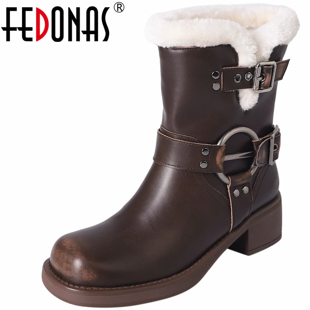 FEDONAS Popular Western Boots Belt Buckle Women Ankle Boots Winter Genuine Leather Quality Warm Wool Shoes Woman Office Casual
FEDONAS Popular Western Boots Belt Buckle Women Ankle Boots Winter Genuine Leather Quality Warm Wool Shoes Woman Office Casual