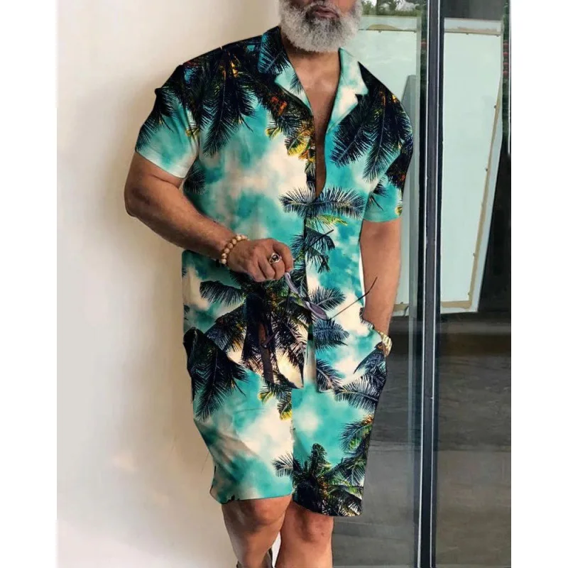 Summer Men's Beach Style Shirt Set, Hawaiian Casual Set, 3D Printed Short-sleeved Shirt And Shorts Two-piece Vacation Streetwear
Summer Men's Beach Style Shirt Set, Hawaiian Casual Set, 3D Printed Short-sleeved Shirt And Shorts Two-piece Vacation Streetwear