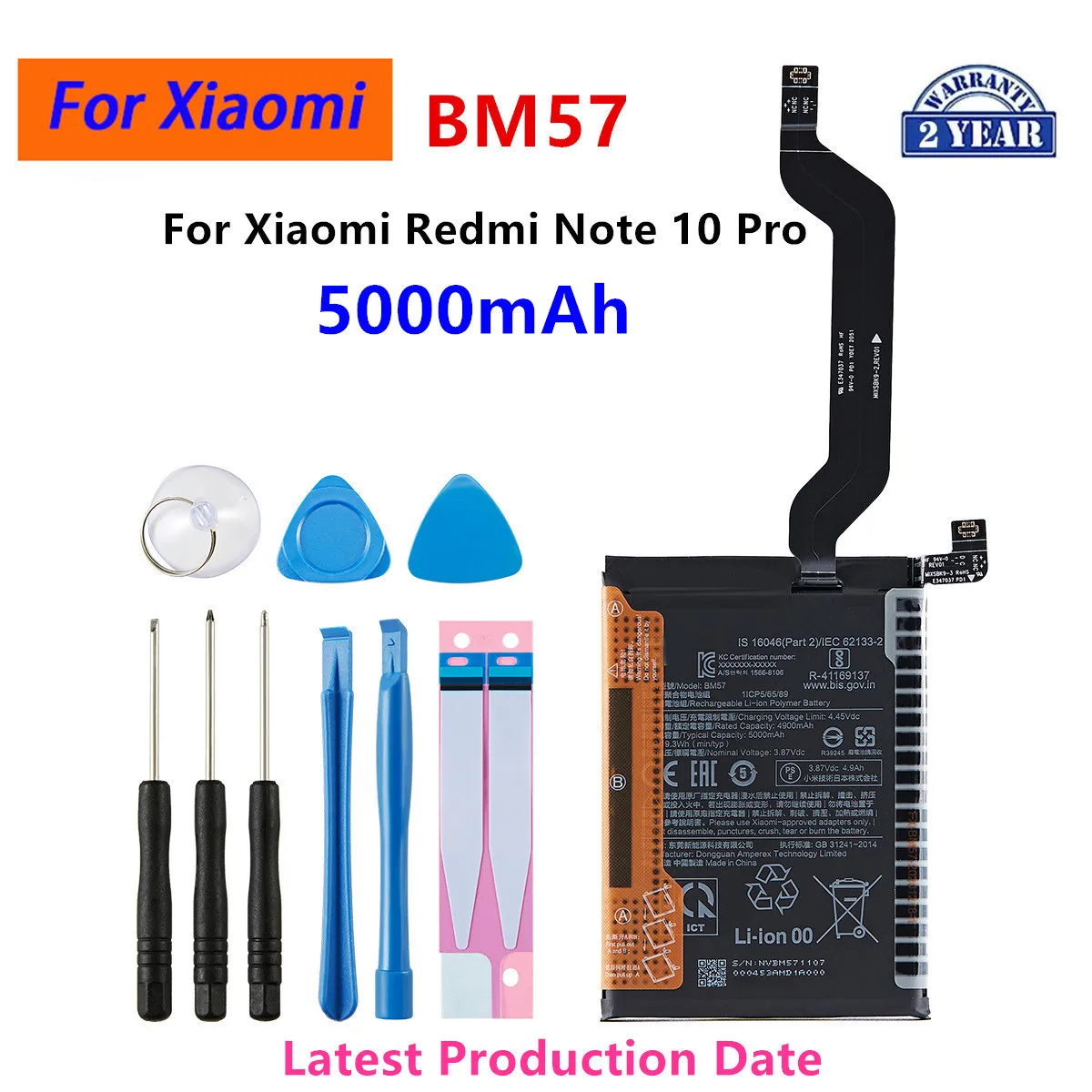 Brand New BM57 5000mAh Battery For Xiaomi Mi Redmi Note10 Pro BM57 Phone Replacement Batteries+Tools
Brand New BM57 5000mAh Battery For Xiaomi Mi Redmi Note10 Pro BM57 Phone Replacement Batteries+Tools
