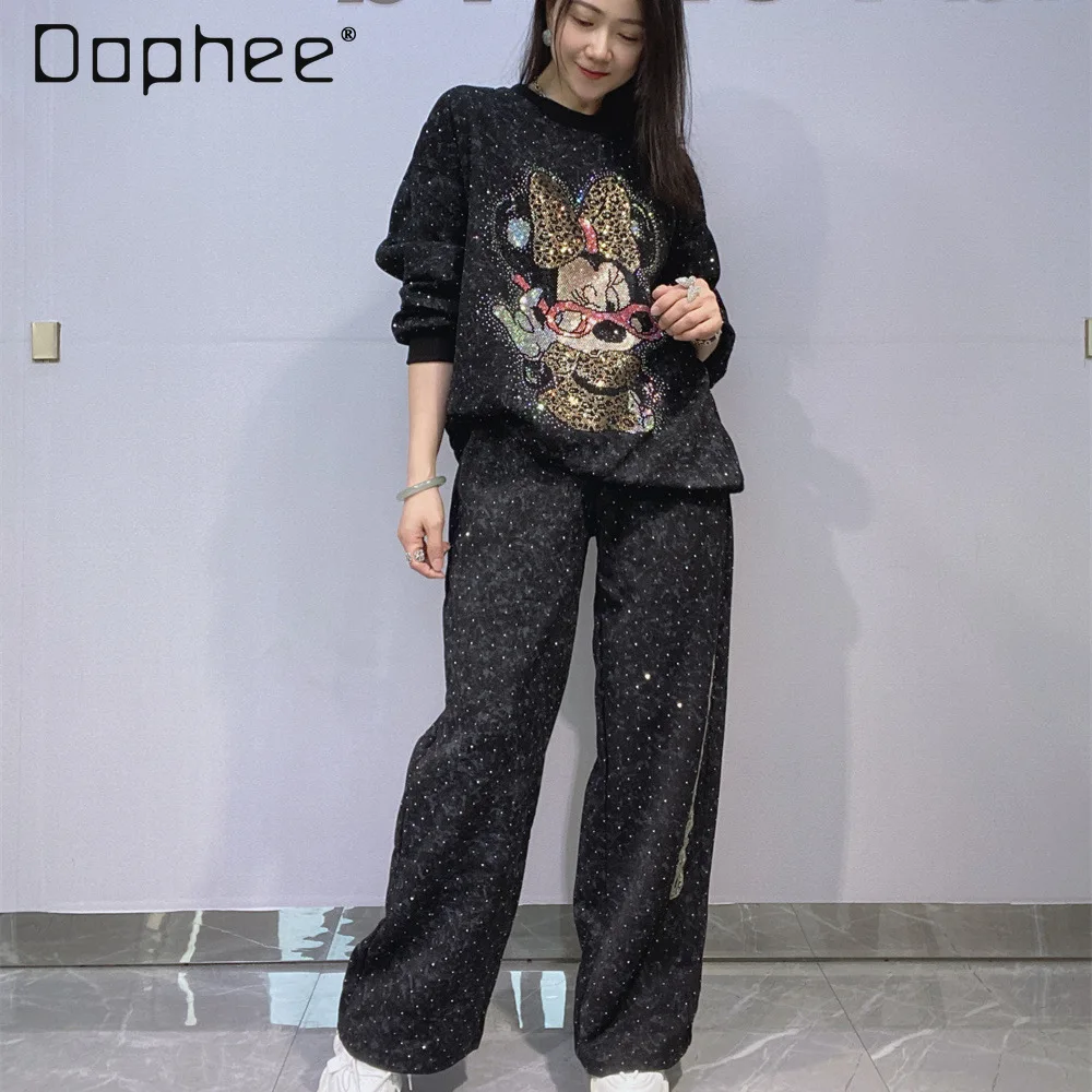 Rhinestone Long Sleeve Round Neck Pullover Sweatshirt and Long Pants Set Fashion Woman Clothes Outfits 2026 New
Rhinestone Long Sleeve Round Neck Pullover Sweatshirt and Long Pants Set Fashion Woman Clothes Outfits 2026 New