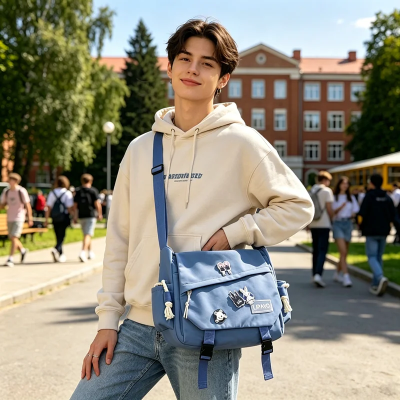 Chic Multiple Pocket Nylon Shoulder Crossbody Bags with Badge Casual School Travel Messenger Bag for Teenager Students Daily Use
Chic Multiple Pocket Nylon Shoulder Crossbody Bags with Badge Casual School Travel Messenger Bag for Teenager Students Daily Use