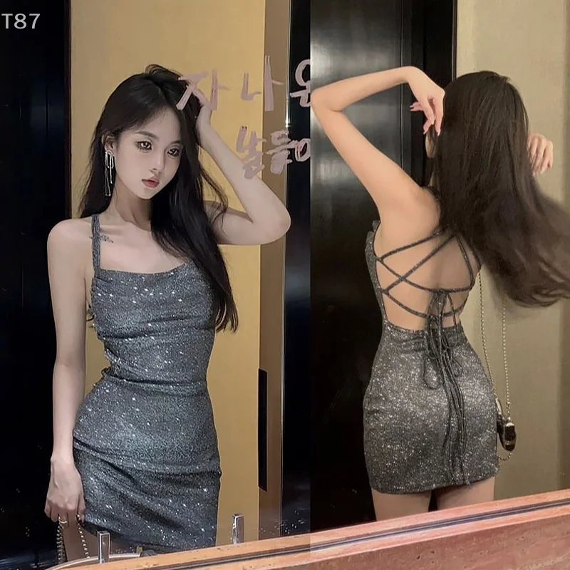 Korean solid color ins style Thai Rope Backless Sexy Hip-Wrapped Slim Shiny Evening Suspender Dress For Women
Korean solid color ins style Thai Rope Backless Sexy Hip-Wrapped Slim Shiny Evening Suspender Dress For Women