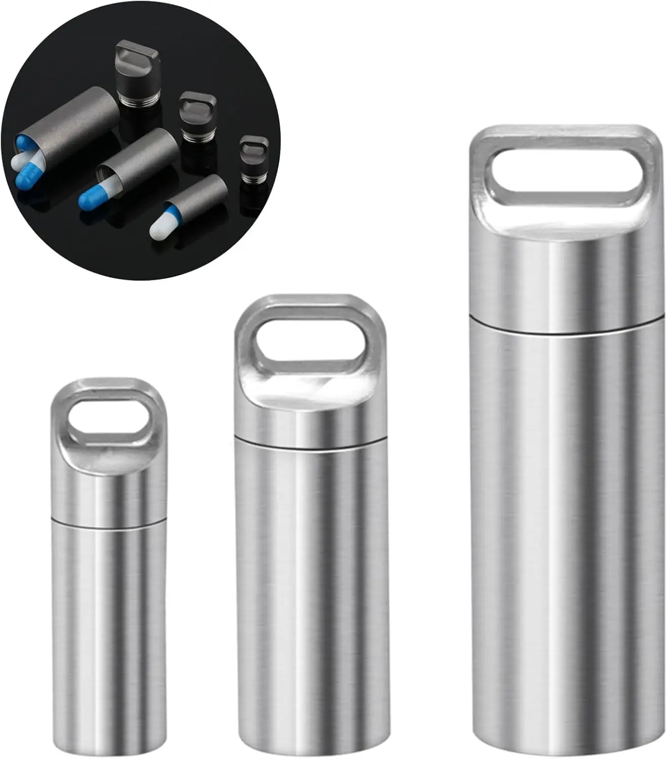 Portable Waterproof Pill Case Keychain, Titanium Alloy Seals Bottles, Mini Canister Medicine Capsule Bottle Pill Container
Portable Waterproof Pill Case Keychain, Titanium Alloy Seals Bottles, Mini Canister Medicine Capsule Bottle Pill Container