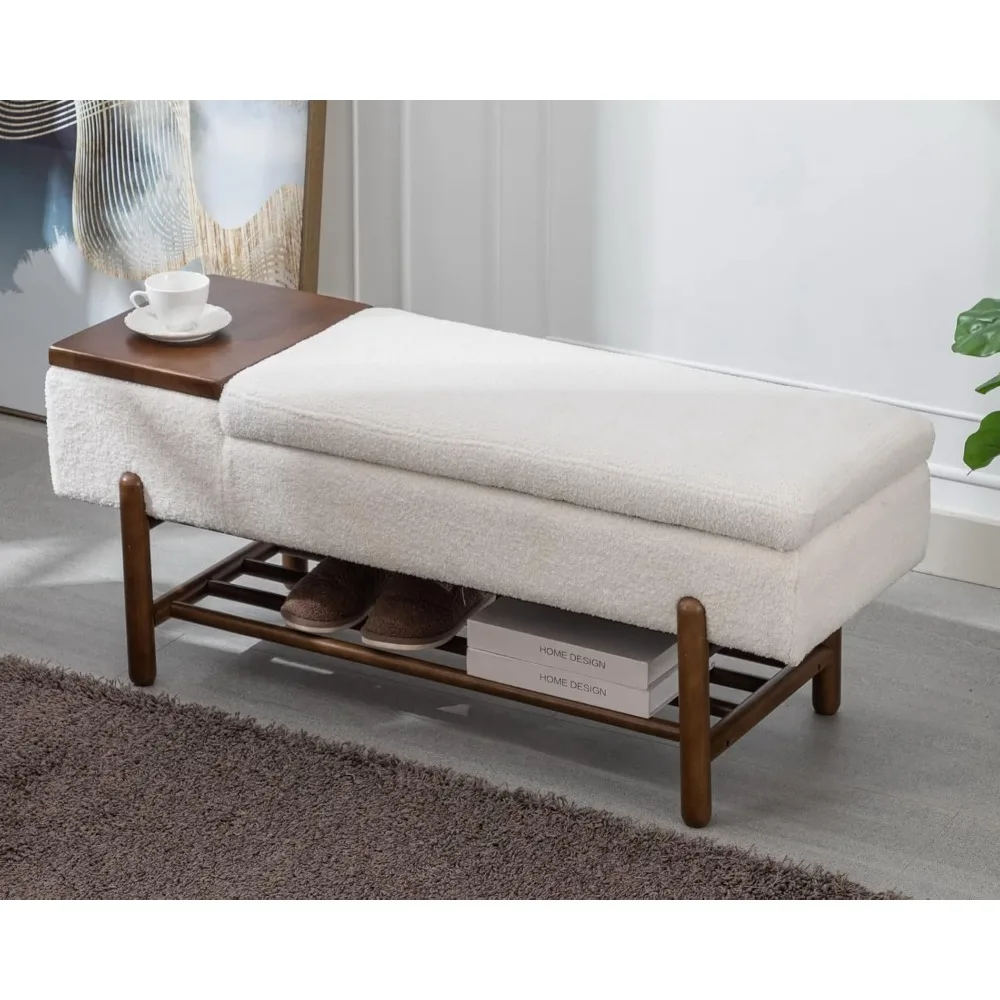 Entryway Storage Bench for Bedroom Sherpa End of Bed Upholstered Ottoman Bench with Wood Shoe Storage/Coffee Table
Entryway Storage Bench for Bedroom Sherpa End of Bed Upholstered Ottoman Bench with Wood Shoe Storage/Coffee Table