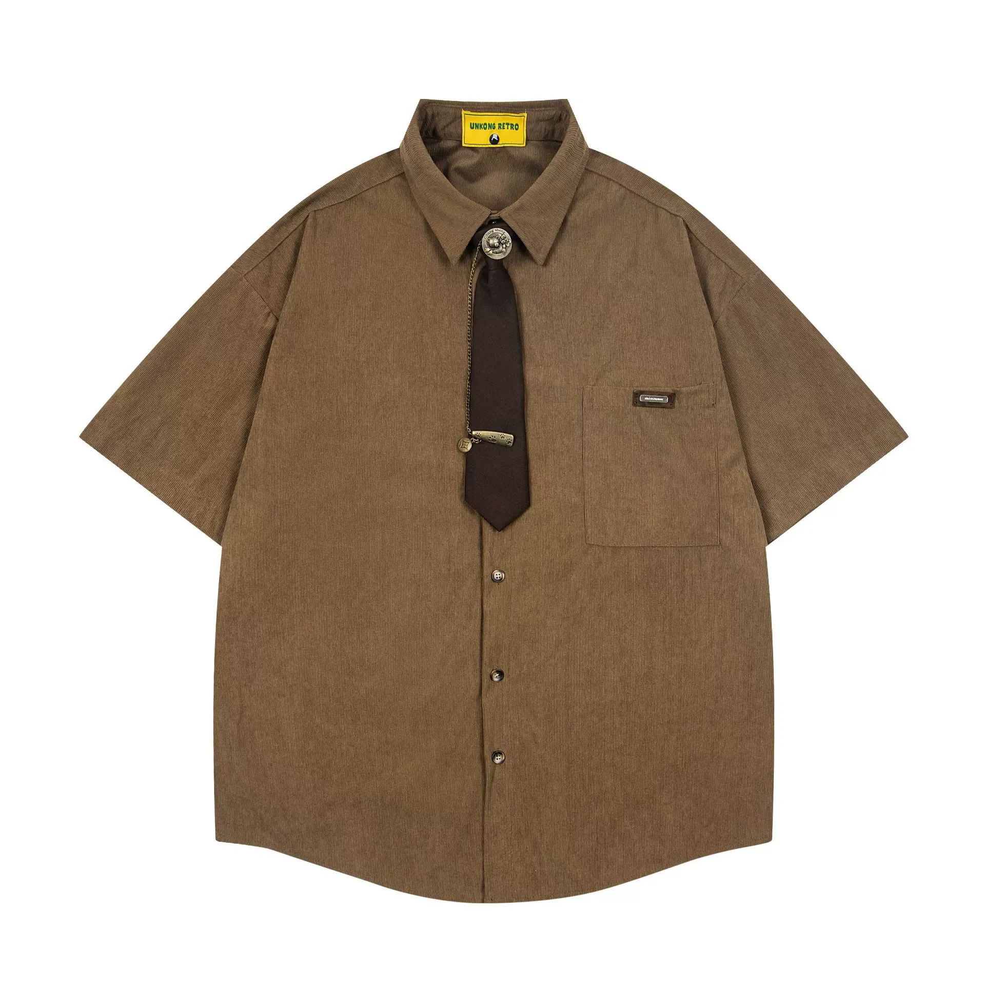 Pocket Corduroy Short Sleeve Shirts Mens Summer Retro Casual Loose Lapel Half-Sleeve Single Breasted Curved Hem Shirts Man
Pocket Corduroy Short Sleeve Shirts Mens Summer Retro Casual Loose Lapel Half-Sleeve Single Breasted Curved Hem Shirts Man