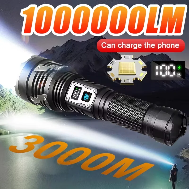 Super 1000000LM XHP360 LED Flashlight Tpye-c Rechargeable Tactical Torch 3000M Ultra Powerful Flashlight Hunting Camping Lantern
Super 1000000LM XHP360 LED Flashlight Tpye-c Rechargeable Tactical Torch 3000M Ultra Powerful Flashlight Hunting Camping Lantern