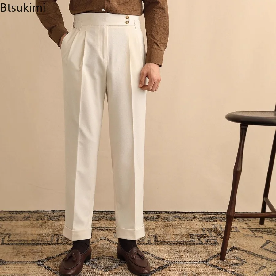 2026 Men's High Waist Straight Leg Pants Summer Business Office Loose Buckle Design Long Pants Gentleman Drapey West Trousers
2026 Men's High Waist Straight Leg Pants Summer Business Office Loose Buckle Design Long Pants Gentleman Drapey West Trousers