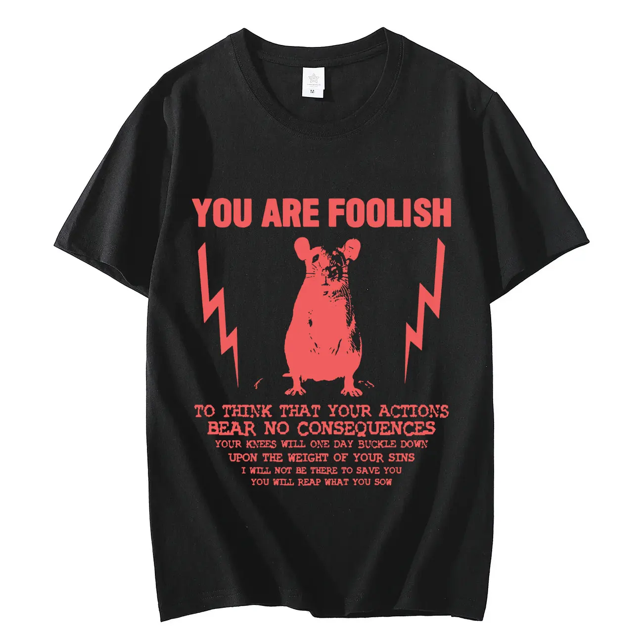 You Are Foolish Rat Funny Print T-shirts Fashion Retro Short Sleeve T-shirt Men Women Casual Loose O-Neck T Shirts Streetwear
You Are Foolish Rat Funny Print T-shirts Fashion Retro Short Sleeve T-shirt Men Women Casual Loose O-Neck T Shirts Streetwear