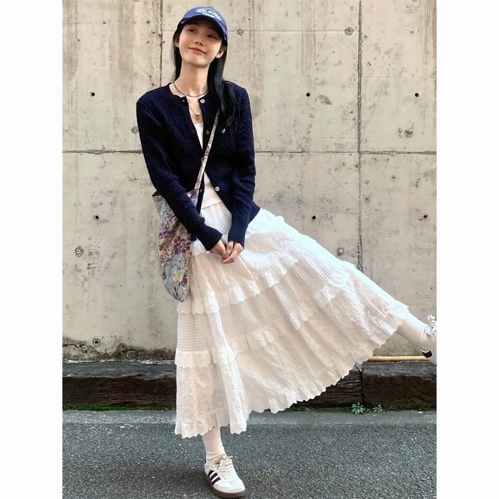 White Y2K Japanese Lace Cake Ruched Patchwork Mid-Calf High Waist Ruffles Skirts A-line Women Sweet Elegant Skirt Korean Chic
White Y2K Japanese Lace Cake Ruched Patchwork Mid-Calf High Waist Ruffles Skirts A-line Women Sweet Elegant Skirt Korean Chic