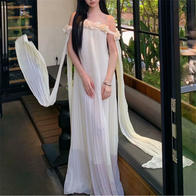 3D Flower Slash Neck Holiday Summer Loose Fairy Long Dress Robe Big Size Women Strapless Off Shoulder Seaside Maxi Beach Dress
3D Flower Slash Neck Holiday Summer Loose Fairy Long Dress Robe Big Size Women Strapless Off Shoulder Seaside Maxi Beach Dress