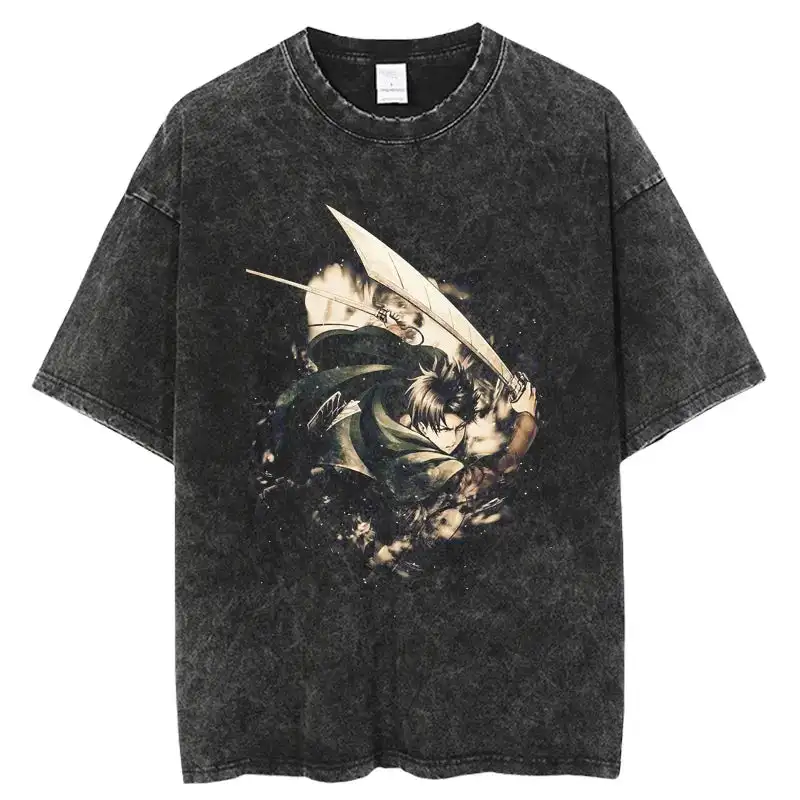 Bandai y2k Men shirts clothing top Men Anime cotton retro washed T-shirtAttack on Titan Levi Anime Graphic Swift Blades T-Shirt
Bandai y2k Men shirts clothing top Men Anime cotton retro washed T-shirtAttack on Titan Levi Anime Graphic Swift Blades T-Shirt