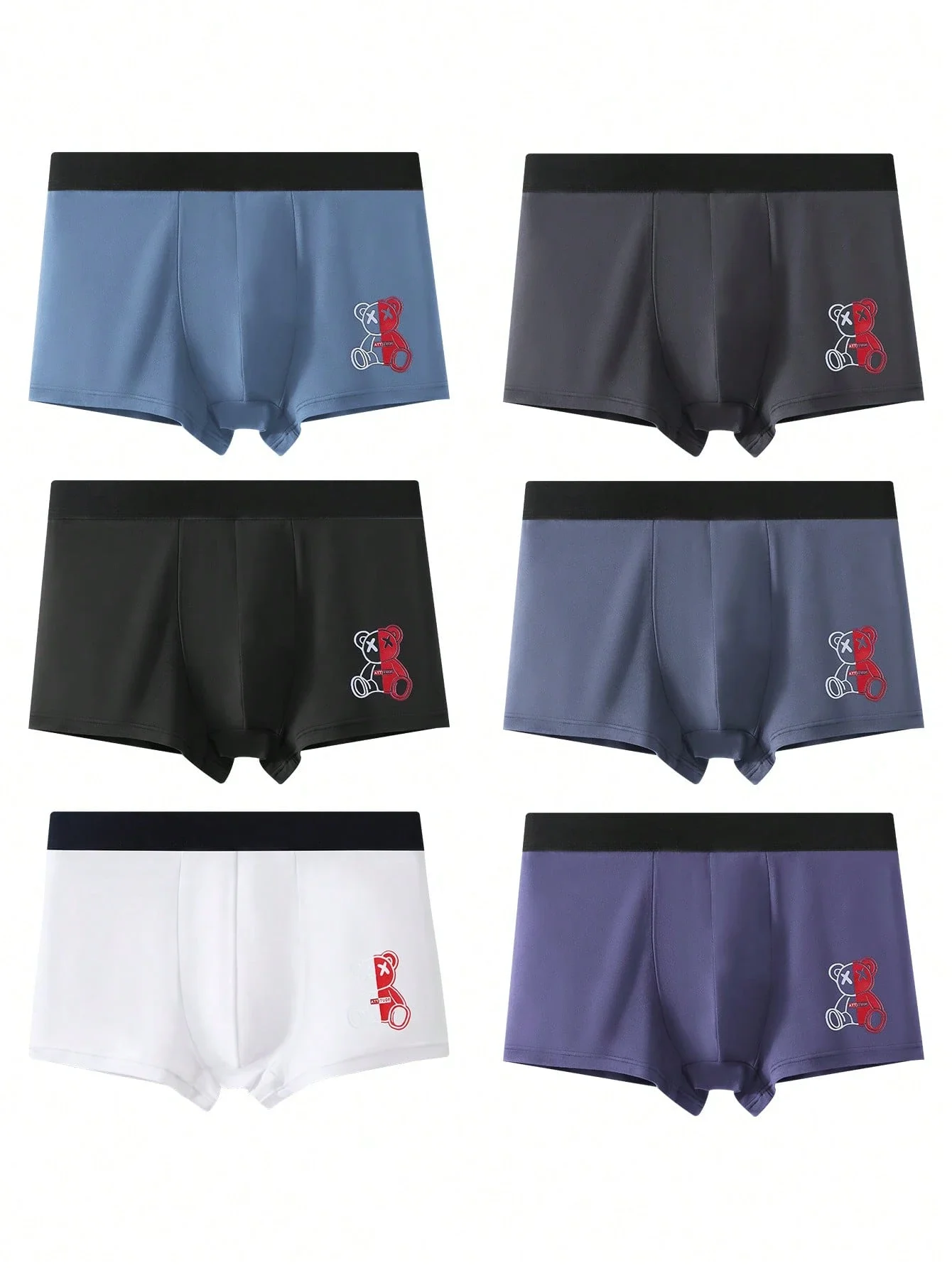 6pcs Mens Boxer Briefs Multicolor With Bear Print
6pcs Mens Boxer Briefs Multicolor With Bear Print