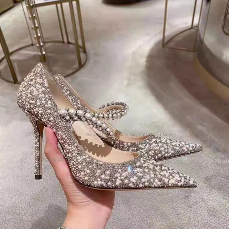 Crystal Pearl Decor Pointed Toe Pumps Ankle Cover Heel Women Shoes Ankle Buckle Strap Thin High Heels Fashion Zapatillas Mujer
Crystal Pearl Decor Pointed Toe Pumps Ankle Cover Heel Women Shoes Ankle Buckle Strap Thin High Heels Fashion Zapatillas Mujer