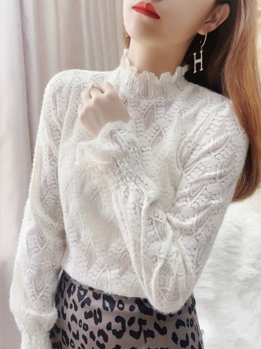 Женская теплая кофта с высоким воротником и кружевной отделкой, с длинным рукавом, с вырезами, для осени и зимы
Женская теплая кофта с высоким воротником и кружевной отделкой, с длинным рукавом, с вырезами, для осени и зимы