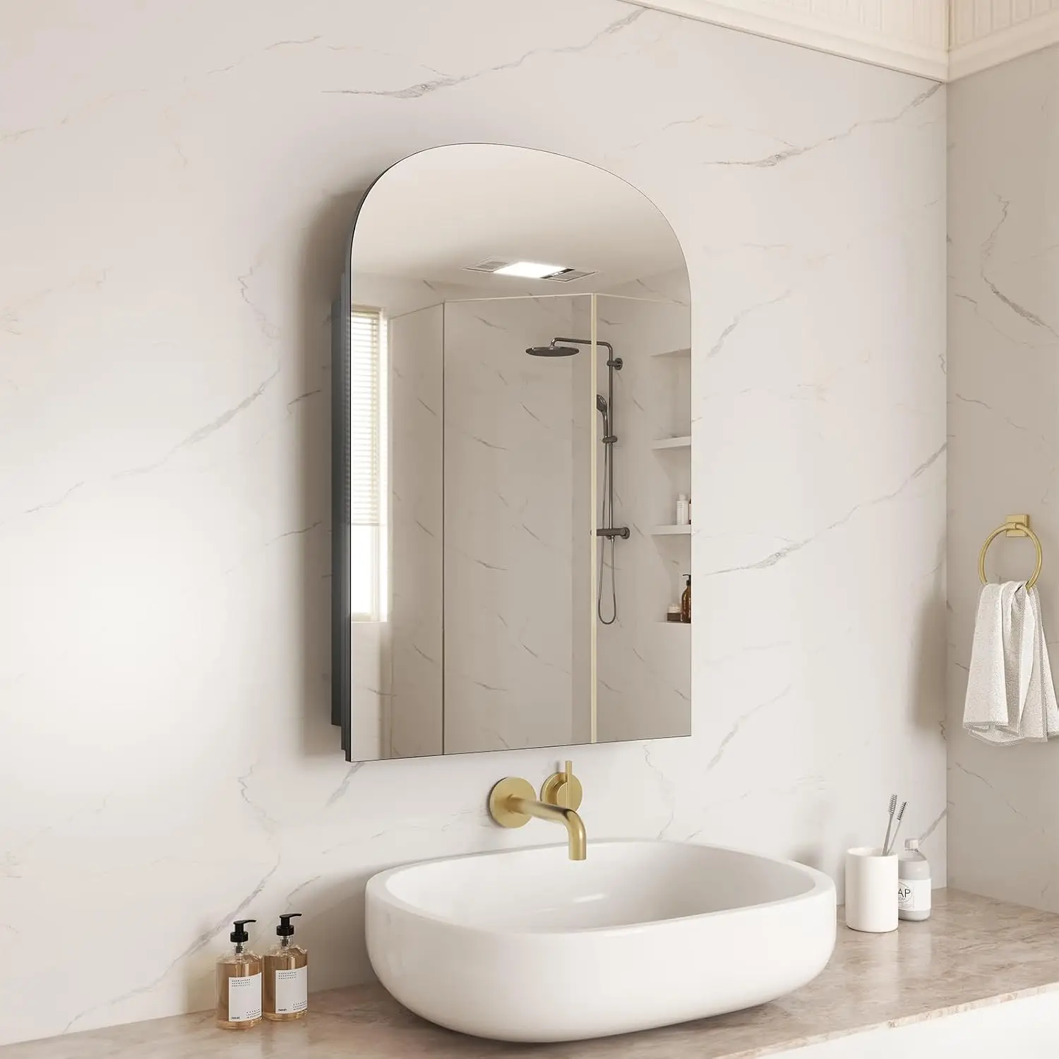 20x30 Medicine Cabinet Mirror Bathroom Arched Frameless Storage In-Wall Surface-Mount All-Metal Durable Easy Install, Customized
20x30 Medicine Cabinet Mirror Bathroom Arched Frameless Storage In-Wall Surface-Mount All-Metal Durable Easy Install, Customized