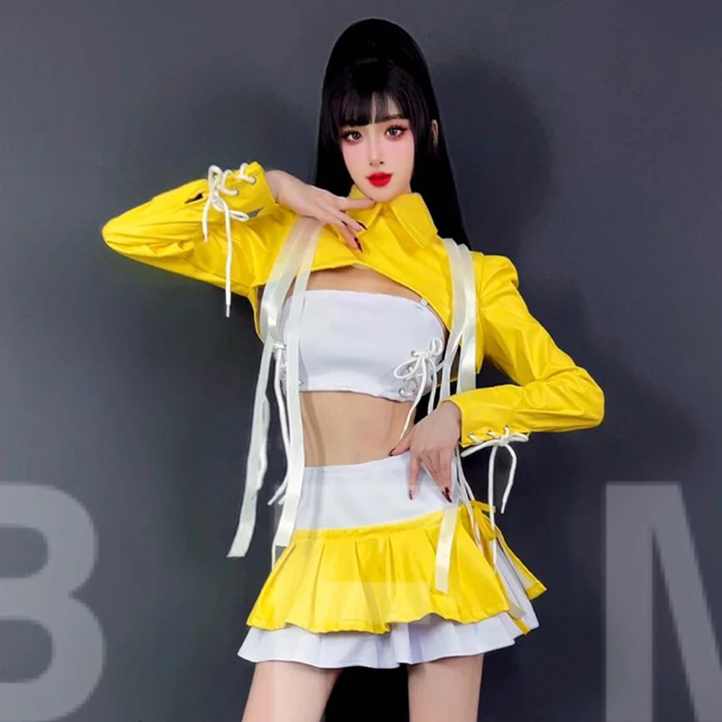 Sexy Gogo Dancer Clothes Adult Jazz Dance Outfit Show Girl Stage Costume Yellow Cake Skirt Nightclub Party Rave Clothing VDL3080
Sexy Gogo Dancer Clothes Adult Jazz Dance Outfit Show Girl Stage Costume Yellow Cake Skirt Nightclub Party Rave Clothing VDL3080