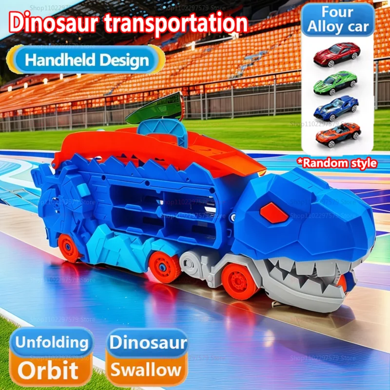Transport Dinosaur Truck with 4 Alloy Cars with Foldable Sliding Race Transforms into Standing T-rex Best DIY Birthday Gift Toys
Transport Dinosaur Truck with 4 Alloy Cars with Foldable Sliding Race Transforms into Standing T-rex Best DIY Birthday Gift Toys