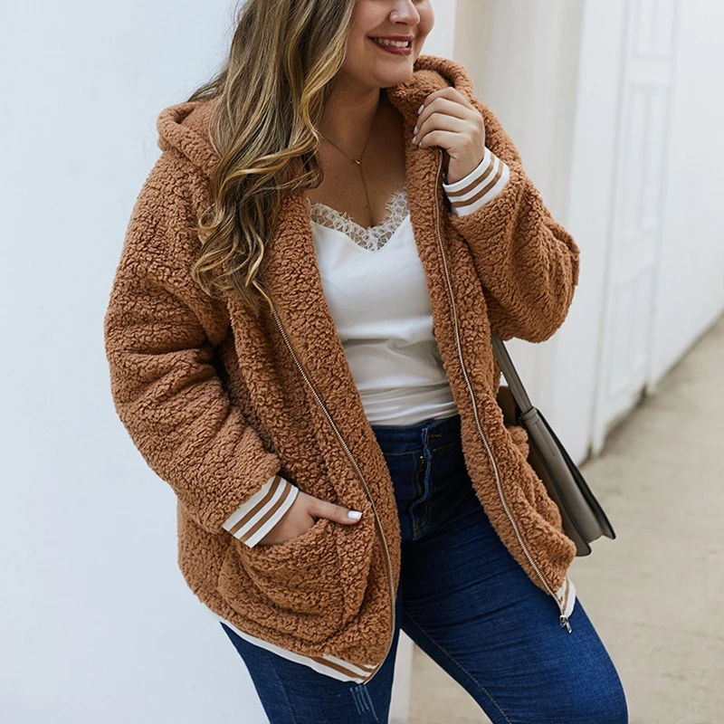 Women's warm long-sleeved casual coat, zipper pocket hoodie, winter fashion temperament, new style, plus size,
Women's warm long-sleeved casual coat, zipper pocket hoodie, winter fashion temperament, new style, plus size,
