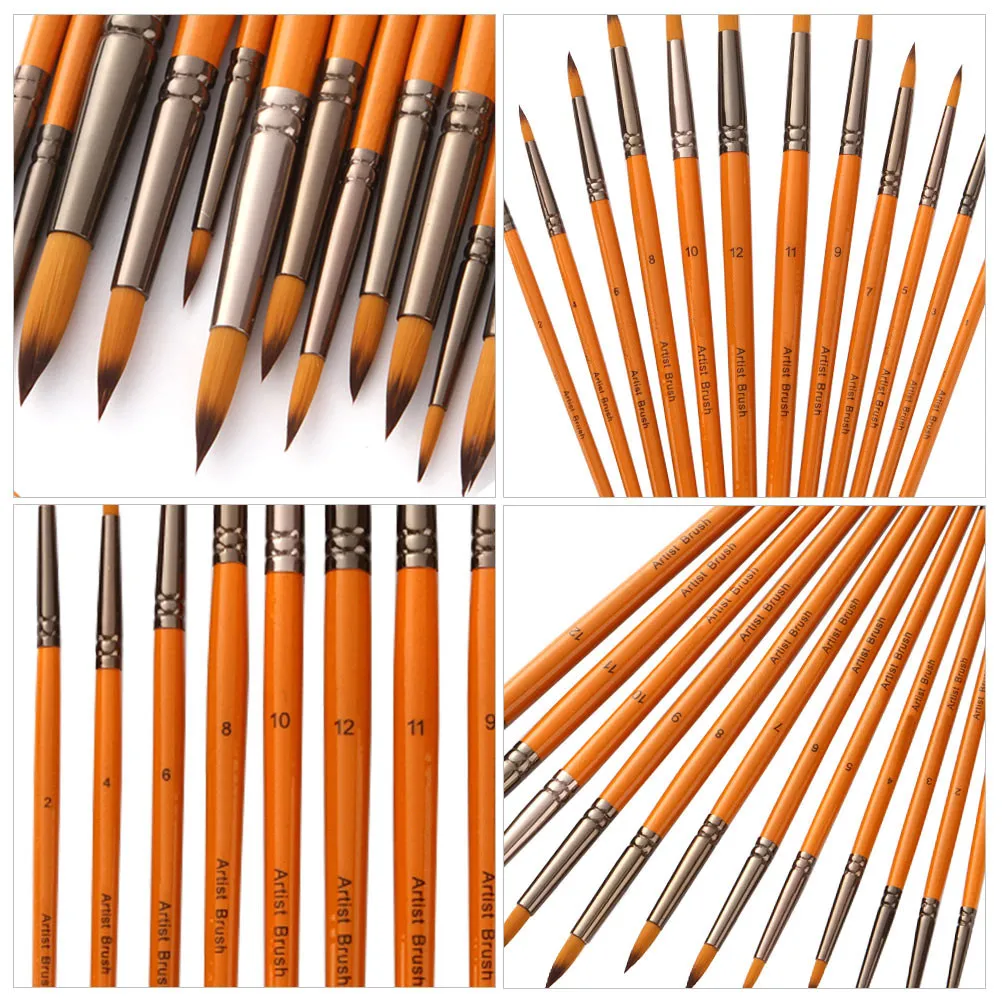 Набор из 12 нейлоновых кистей для рисования, разноцветные, универсальные, для масляной, акриловой, акварельной и гуашевой живописи, профессиональные
Набор из 12 нейлоновых кистей для рисования, разноцветные, универсальные, для масляной, акриловой, акварельной и гуашевой живописи, профессиональные