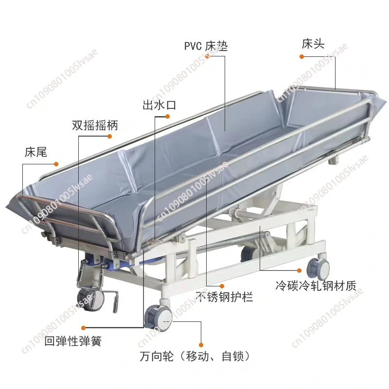 Bath Trolley Shower Trolley Mattress Shower Hydraulic Stretcher Hygiene Manufacturer for Elderly Disabled 
Bath Trolley Shower Trolley Mattress Shower Hydraulic Stretcher Hygiene Manufacturer for Elderly Disabled